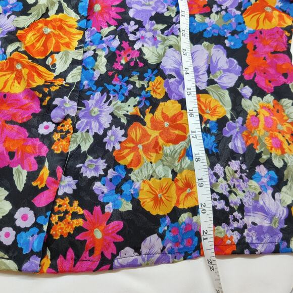 Vintage Vibrant Colorful Floral Satin Button From Short Sleeve Camp Shirt L/XL - Picture 8 of 8